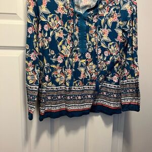 Floral Print Women's Top - Teal